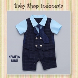 LJ164 Jumpsuit Tuksedo Dasi Panjang Biru  large